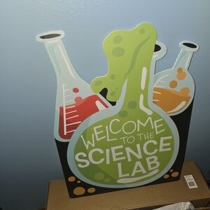 Welcome to the Science Lab Wall Décor - Green Beakers Sign 17" By 23" Waterproof